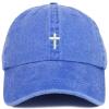 image:imageTrendy Apparel Shop Cross Embroidered Washed Cotton Adjustable CapRoyal