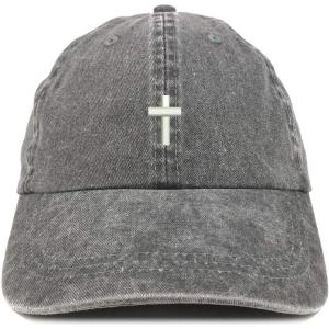 image:imageTrendy Apparel Shop Cross Embroidered Washed Cotton Adjustable CapBlack