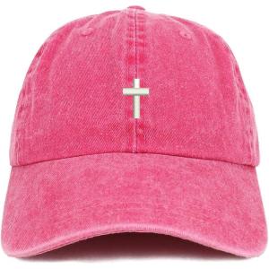 image:imageTrendy Apparel Shop Cross Embroidered Washed Cotton Adjustable CapFuchsia