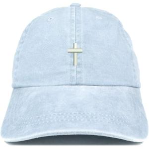 image:imageTrendy Apparel Shop Cross Embroidered Washed Cotton Adjustable CapLight Blue
