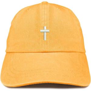 image:imageTrendy Apparel Shop Cross Embroidered Washed Cotton Adjustable CapMango