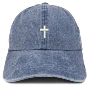 image:imageTrendy Apparel Shop Cross Embroidered Washed Cotton Adjustable CapNavy
