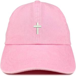 image:imageTrendy Apparel Shop Cross Embroidered Washed Cotton Adjustable CapPink