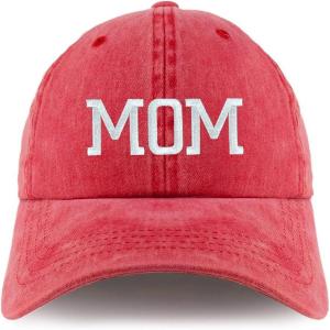 image:imageTrendy Apparel Shop Mom Embroidered Pigment Dyed Unstructured CapRed
