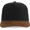 image:imageTrendy Apparel Shop 5 Panel Cotton and Suede Combo Snapback Baseball CapBlack Brown 1