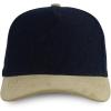 image:imageTrendy Apparel Shop 5 Panel Cotton and Suede Combo Snapback Baseball CapDark Denim Khaki 1