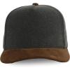 image:imageTrendy Apparel Shop 5 Panel Cotton and Suede Combo Snapback Baseball CapGrey Brown 1