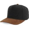 image:imageTrendy Apparel Shop 5 Panel Cotton and Suede Combo Snapback Baseball CapBlack Brown 1
