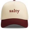 image:imageTrendy Apparel Shop Salty Embroidered A Frame 5 Panel Two Tone Vintage Baseball CapNatural Burgundy