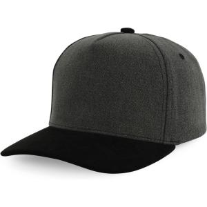 image:imageTrendy Apparel Shop 5 Panel Cotton and Suede Combo Snapback Baseball CapGrey Black 1