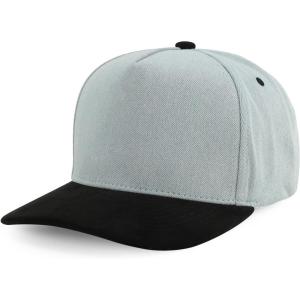 image:imageTrendy Apparel Shop 5 Panel Cotton and Suede Combo Snapback Baseball CapLight Denim Black 1