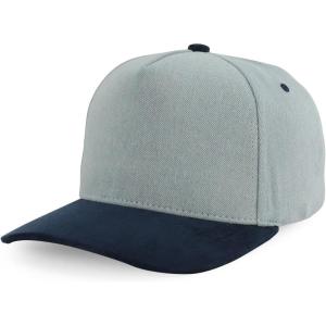 image:imageTrendy Apparel Shop 5 Panel Cotton and Suede Combo Snapback Baseball CapLight Denim Navy 1