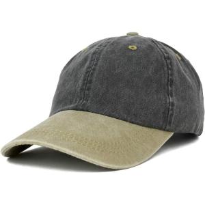 image:imageTrendy Apparel Shop Low Profile Unstructured Pigment Dyed Two Tone Baseball CapBlack Khaki