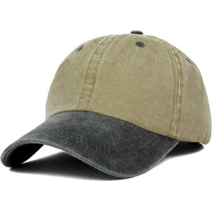 image:imageTrendy Apparel Shop Low Profile Unstructured Pigment Dyed Two Tone Baseball CapKhaki Black