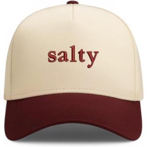 image:imageTrendy Apparel Shop Salty Embroidered A Frame 5 Panel Two Tone Vintage Baseball CapNatural Burgundy