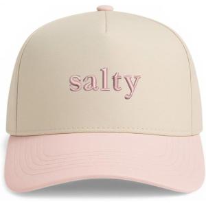 image:imageTrendy Apparel Shop Salty Embroidered A Frame 5 Panel Two Tone Vintage Baseball CapNatural Pink