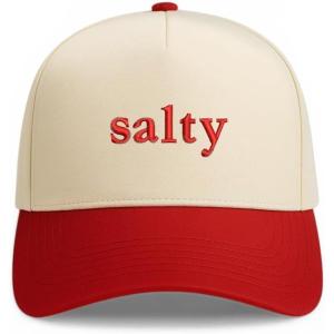 image:imageTrendy Apparel Shop Salty Embroidered A Frame 5 Panel Two Tone Vintage Baseball CapNatural Red