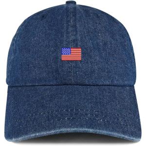 image:imageTrendy Apparel Shop US American Flag Small Embroidered 100 Cotton Denim Cap Dad HatDark Blue