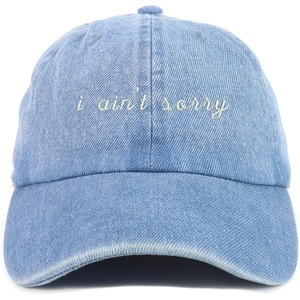 image:imageTrendy Apparel Shop Youth I Aint Sorry Adjustable Soft Crown Baseball CapLight Denim