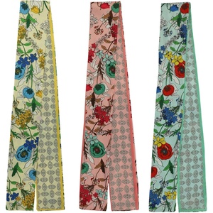 image:imageTrendy Apparel Shop Soft Silky Rectangle Skinny Scarf for Multi Styling 47x3Green Pink Yellow 3pk