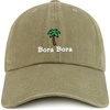 image:imageTrendy Apparel Shop Bora Bora with Palm Tree Embroidered Pigment Dyed Cotton Baseball CapKhaki
