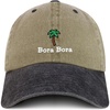 image:imageTrendy Apparel Shop Bora Bora with Palm Tree Embroidered Pigment Dyed Cotton Baseball CapKhaki Black