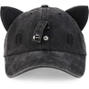 image:imageTrendy Apparel Shop Washed Cotton Cat Ear Baseball Cap with Sunglasses HolderBlack 1