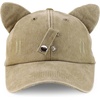 image:imageTrendy Apparel Shop Washed Cotton Cat Ear Baseball Cap with Sunglasses HolderKhaki 1