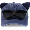image:imageTrendy Apparel Shop Washed Cotton Cat Ear Baseball Cap with Sunglasses HolderNavy 1