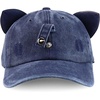 image:imageTrendy Apparel Shop Washed Cotton Cat Ear Baseball Cap with Sunglasses HolderNavy 1