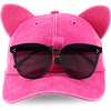 image:imageTrendy Apparel Shop Washed Cotton Cat Ear Baseball Cap with Sunglasses HolderRose Red 1