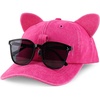image:imageTrendy Apparel Shop Washed Cotton Cat Ear Baseball Cap with Sunglasses HolderRose Red 1