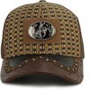 image:imageStraw Design Metallic Rodeo Cowboy Horse Metal Logo Trucker Mesh Baseball CapDark Brown Brown