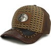 image:imageStraw Design Metallic Rodeo Cowboy Horse Metal Logo Trucker Mesh Baseball CapDark Brown Brown