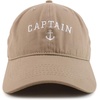 image:imageTrendy Apparel Shop Captain Anchor Embroidered Soft Crown 100 Brushed Cotton CapKhaki