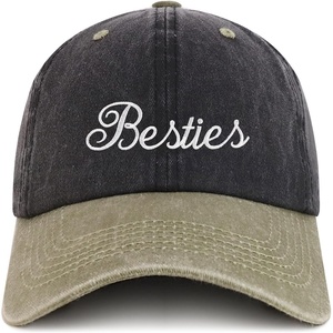 image:imageBesties Embroidered Pigment Dyed Low Profile Cotton Baseball CapBlack Khaki