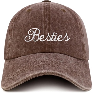 image:imageBesties Embroidered Pigment Dyed Low Profile Cotton Baseball CapChocolate