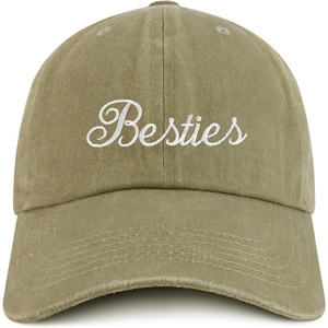 image:imageBesties Embroidered Pigment Dyed Low Profile Cotton Baseball CapKhaki