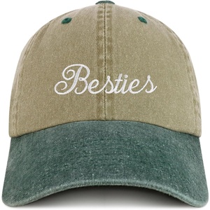 image:imageBesties Embroidered Pigment Dyed Low Profile Cotton Baseball CapKhaki Dark Green