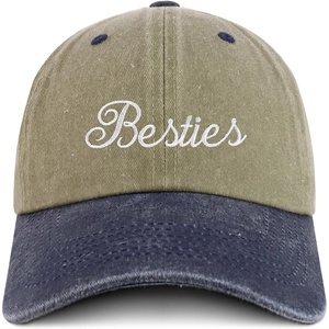 image:imageBesties Embroidered Pigment Dyed Low Profile Cotton Baseball CapKhaki Navy