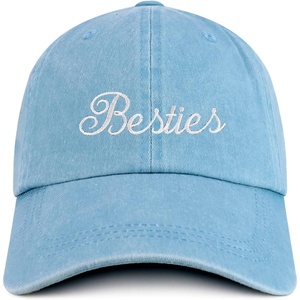 image:imageBesties Embroidered Pigment Dyed Low Profile Cotton Baseball CapLight Blue