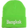 image:imageBangkok White Thread Embroidered Long Cuff BeanieNeon Green