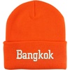 image:imageBangkok White Thread Embroidered Long Cuff BeanieNeon Orange
