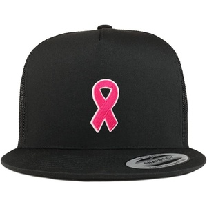 image:imageTrendy Apparel Shop Breast Cancer Awareness Pink Ribbon Patch 5 Panel Flatbill Trucker CapBlack