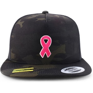 image:imageTrendy Apparel Shop Breast Cancer Awareness Pink Ribbon Patch 5 Panel Flatbill Trucker CapBlack Camo