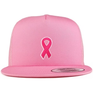 image:imageTrendy Apparel Shop Breast Cancer Awareness Pink Ribbon Patch 5 Panel Flatbill Trucker CapPink