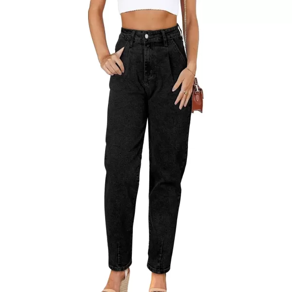imageAstylish Black Jeans for Women High Waisted Boyfriend Mom Cropped Denim Pants Black Size 14