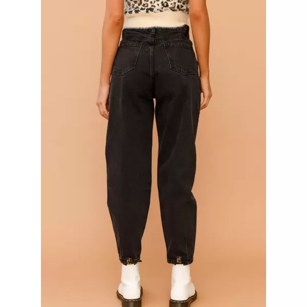 imageAstylish Black Jeans for Women High Waisted Boyfriend Mom Cropped Denim Pants Black Size 14