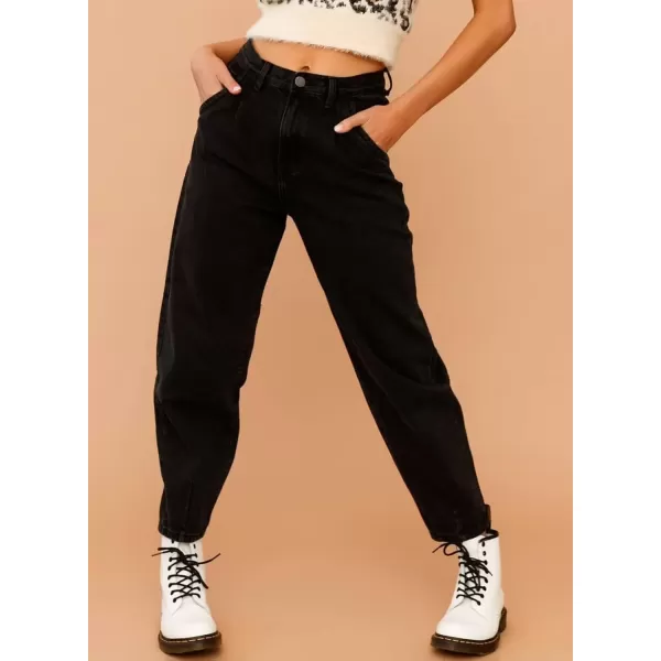 imageAstylish Black Jeans for Women High Waisted Boyfriend Mom Cropped Denim Pants Black Size 14
