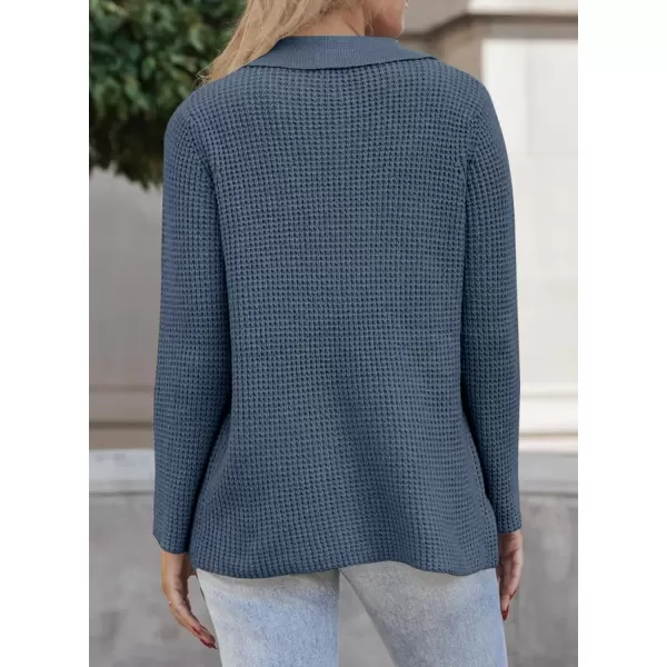 imageAstylish Women 2024 Waffle Knit Shacket Jacket Casual Long Sleeve Sweater Button Down Shirts Dressy Blouse TopsT Light Blue